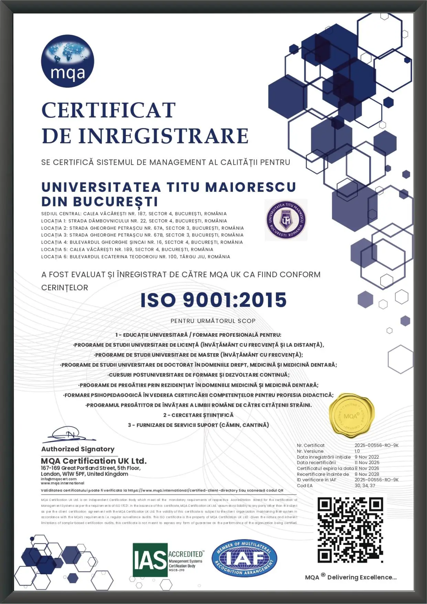 Certificat ISO 9001:2015